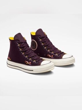 Converse Chuck 70 Platform Day of the Dead Black Cherry/Amarillo Sneakers 8.5